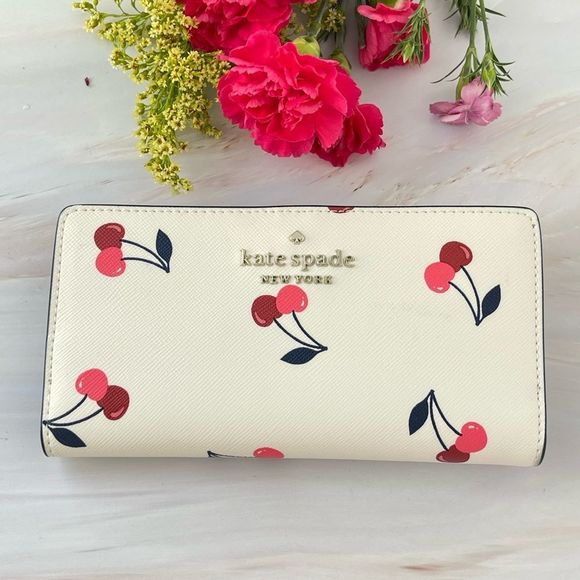 Kate spade dancing cherry darci Stacy slim bifold wallet NEW - Picture 1 of 4